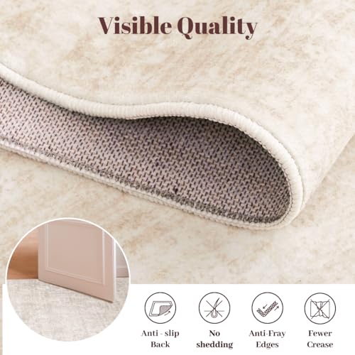 Washable 8x10 Vintage Area Rug, Non-Slip Faux Wool Carpet for Living Room