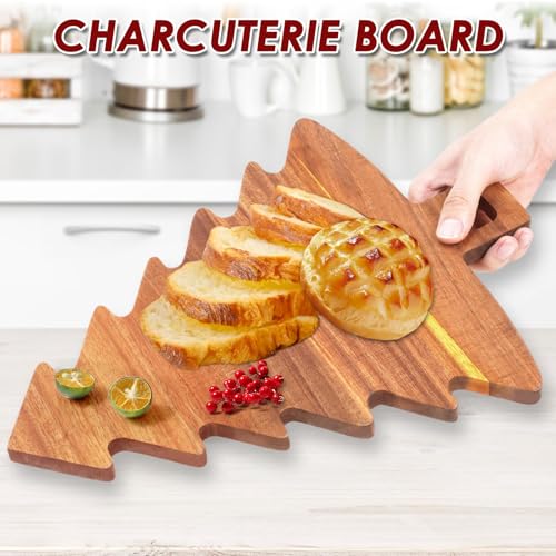 Nestle Christmas Tree Cutting Board 15.2x11.8in Acacia Wood Charcuterie Board (Brown) - Variation 1