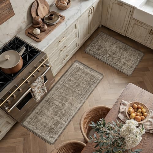 2-Piece Anti-Fatigue Kitchen Mat Set, Waterproof Cushioned Standing Rugs