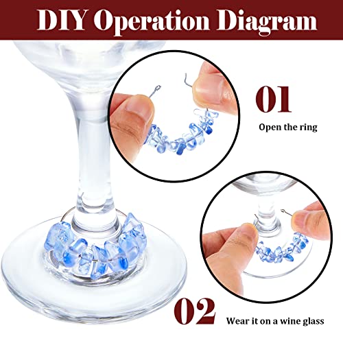 Leinuosen 24 Pcs Wine Glass Charms with Gemstone Beads Drink Markers