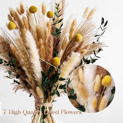 Boho Dried Flower Bouquet with Pampas Grass and Eucalyptus Olive Green