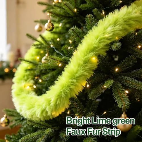 Green 52.5Ft Furry Christmas Garland Artificial Strips for Tree & Decor