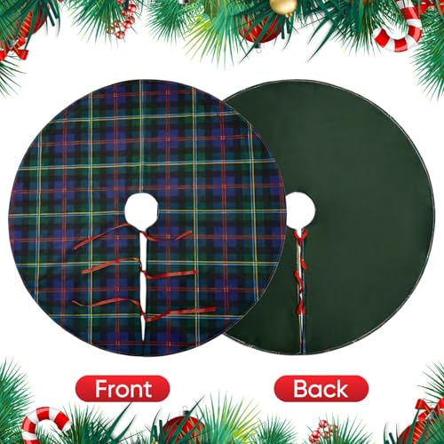 Malcolm Tartan 15" Mini Christmas Tree Skirt - Dark Blue & Green