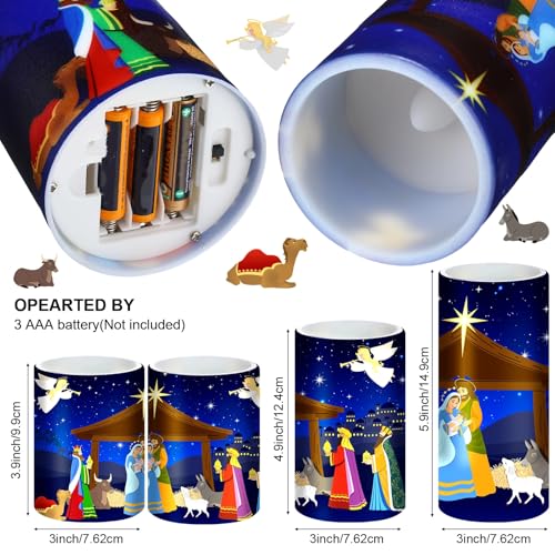 Flameless LED Nativity Scene Pillar Candles - 4-Piece Flickering Christmas Set