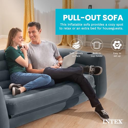 Intex Queen Size Inflatable Pull-Out Sofa Bed - Convertible Air Mattress