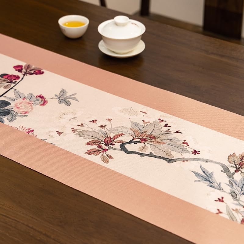 Qpfxt-fragrantgarden Blush Pink Tassel Table Runner 13x85in Thick Cotton Linen