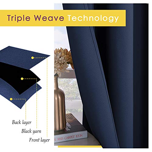 NICETOWN Blackout Draperies Curtains, All Season Thermal Insulated Solid Grommet Top Blackout Curtains/Drapes for Kid's Room (Navy, 1 Pair, 42 x 45 Inch)