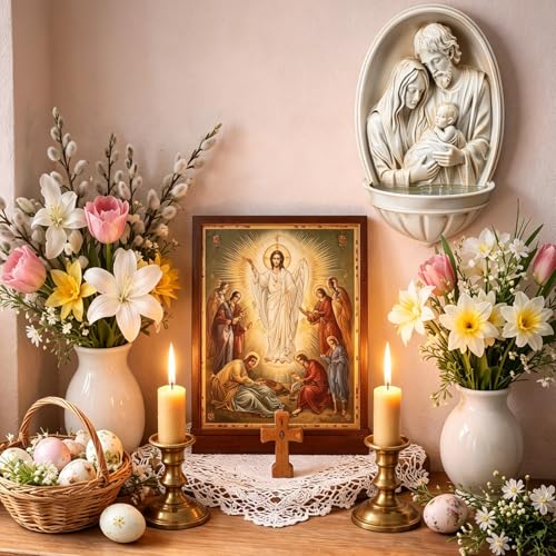 Fumete Holy Water Font Wall Hanging – Catholic Religious Resin Decor, 13x20cm