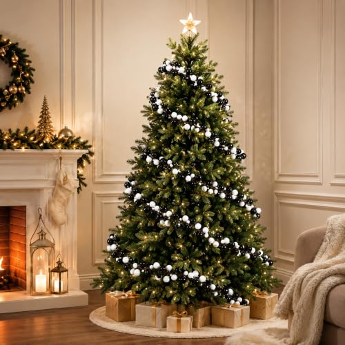 LFUTARI 9ft Black White Christmas Ball Garland - Gothic Xmas Tree Decor