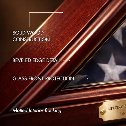 Solid Wood Triangle Flag Display Case for 5' x 9.5' Burial or Funeral Flag