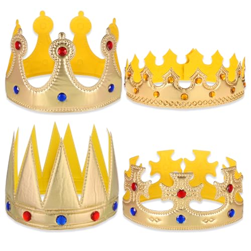 Regal Gold King Crown for Birthday Parties and Costume Dress-Up