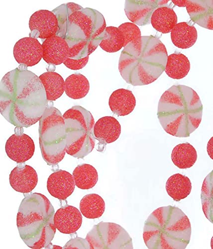 Regency Pink & White Glitter Candy Christmas Garland 6ft Beaded