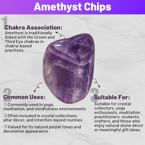Natural Amethyst Crystal Chips - 1.1lb Bulk Tumbled Gemstones for Crafts & Decor