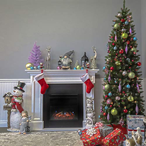 6.5ft Pre-Lit Kingswood Fir Slim Artificial Christmas Tree with Stand