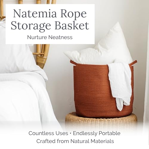 Large Woven Cotton Rope Storage Basket - 15x15x14 Nursery Organizer
