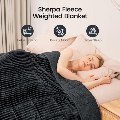 Sherpa Fleece Weighted Blanket 15lbs - Soft & Cozy 48"x72"