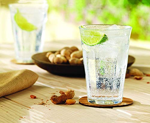 Tempered Glass Tumblers - Set of 6 Stackable French Drinking Glasses, 12 oz