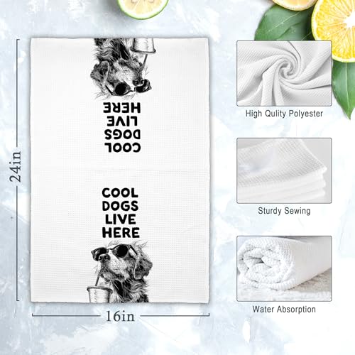 Dimurela Golden Retriever Kitchen Towels - Funny Dog Dish Hand Towel Gift