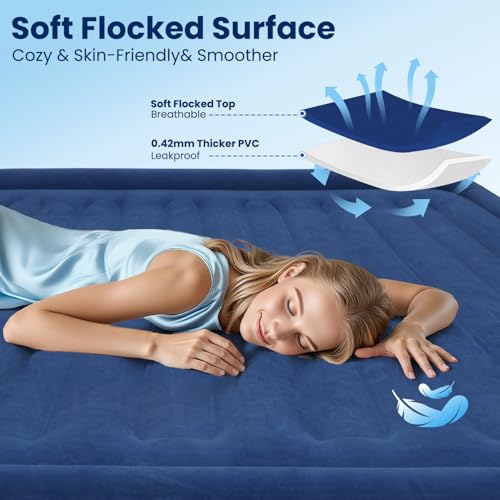 Twin XL Air Mattress with Built-in Pump, 80" Length, 18" Raised Comfort