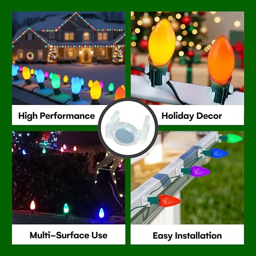 100 Pack Magnetic Christmas Light Clips for Outdoor String Lights