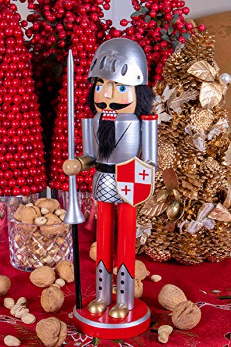 Clever Creations Knight 14-Inch Traditional Wooden Nutcracker Christmas Decor
