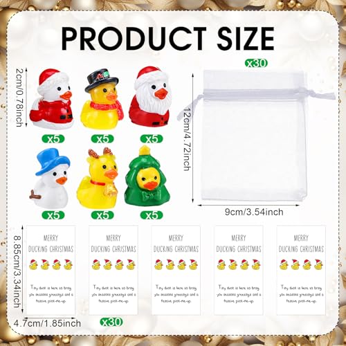 Yeaqee Christmas Duck Resin Figurines Gift Set with Thank You Cards & Organza Bags - Employee Appreciation Bulk