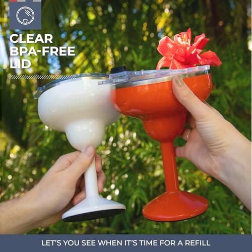 Insulated Margarita Glass Tumbler with Lid - Stainless Steel Cold Drink Cup