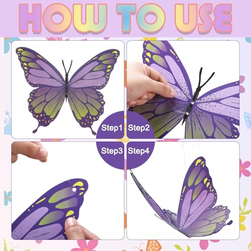 18 Pcs Large 3D Hanging Butterfly Decorations for Party and Room Decor