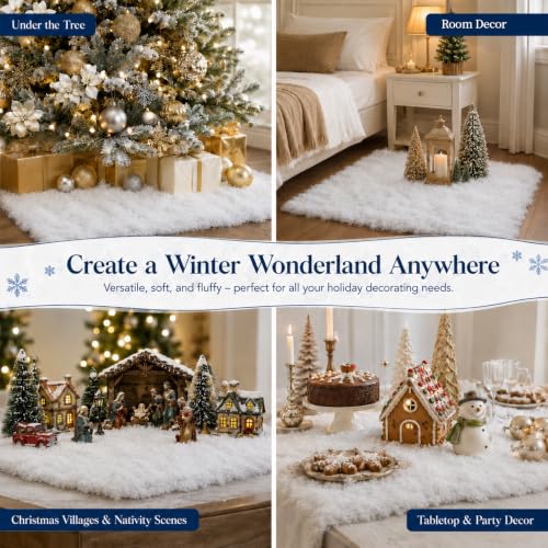 Artificial Fake Snow Blanket Roll (3.28x3.28 FT) for Christmas Decor