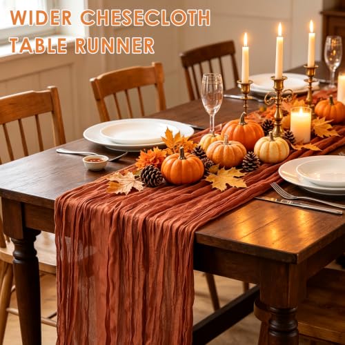 BLUETOP 10 Pack 10ft Terracotta Cheesecloth Table Runners for Wedding & Party Decor