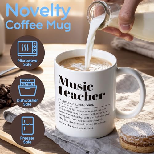 Music Teacher Definition Mug - 11oz White Ceramic Cup for Music Educators - Variation: music teacher
