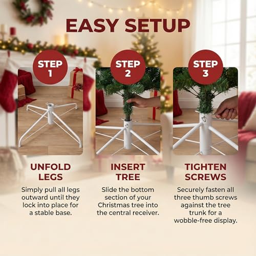 Universal Folding Christmas Tree Stand - Heavy Duty Metal Base for 3-6 ft Trees