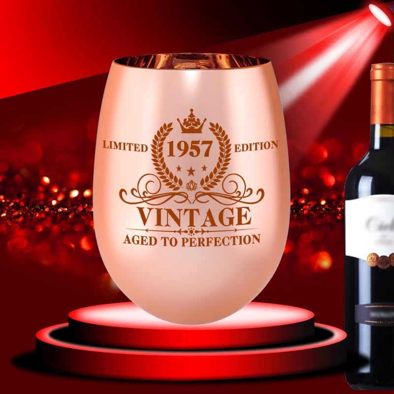 18oz 69th Birthday Wine Glass - Rose Gold Plated Gift for Women