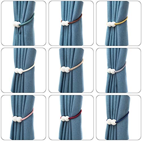 6 Pack Magnetic Curtain Tiebacks - Decorative Window Holdbacks (Grey)
