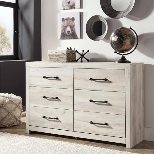 6-Drawer Farmhouse Dresser in White Wood, 59-Inch Bedroom Storage