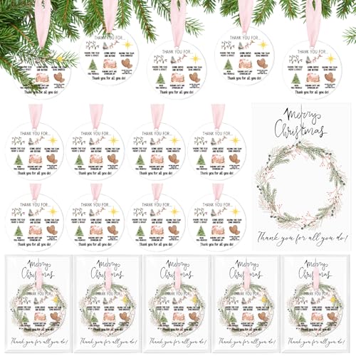 Kathfly 24 Sets Coworkers Appreciation Christmas Ornaments with Cards