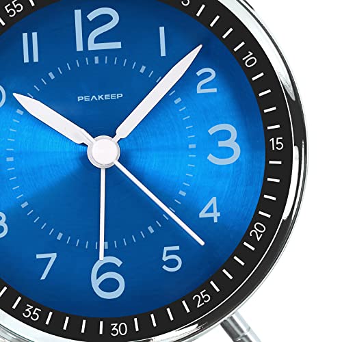 Loud Twin Bell Metal Alarm Clock for Heavy Sleepers, Non-Ticking 4.5 Inch