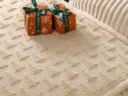 Remagr 3D Christmas Tree Sherpa Throw Blanket 50x60 Beige (Beige/Xmas Tree)