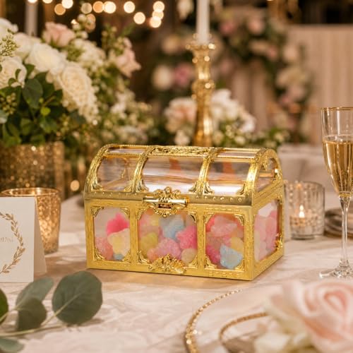2-Piece Transparent Pirate Treasure Chest, Mini Plastic Jewelry Organizer