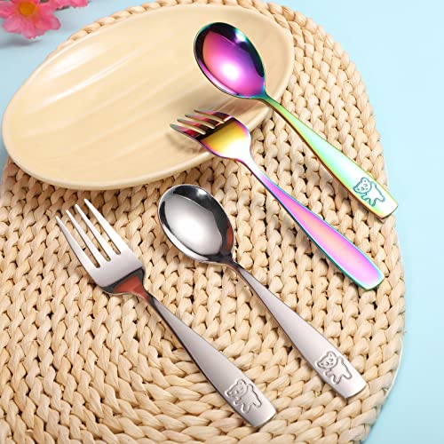 6-Piece Toddler Utensils Rainbow Stainless Steel Fork and Spoon Set