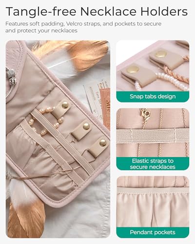 Travel Jewelry Organizer Case Foldable Soft Quilted Roll
