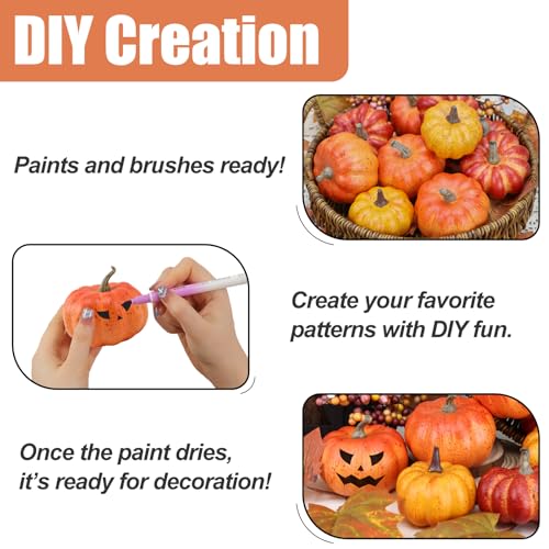 16-Piece Mini Artificial Pumpkin Decor Set with Maple Leaves and Berries
