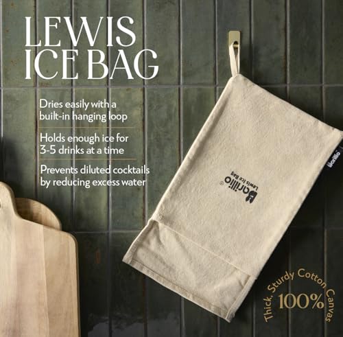 Barillio 13.75 Inch Wooden Muddler & Ice Hammer with Canvas Crushing Bag - Cocktail Bar Tool Set