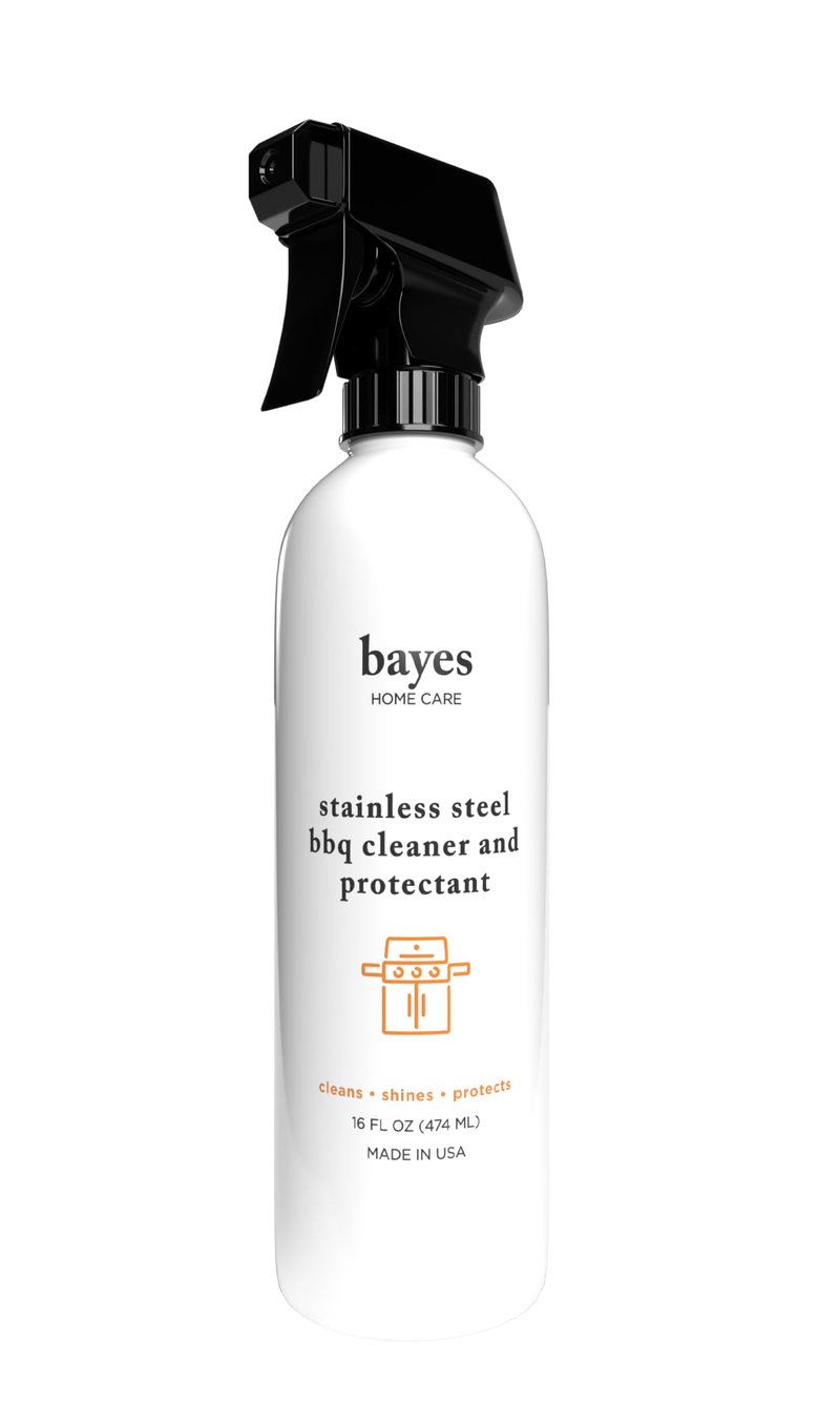 Bayes High-Performance Stainless Steel BBQ Exterior Cleaner and Protectant - Cleans, Shines and Protects Stainless Steel Barbecue Surfaces, Shields from Outdoor Elements - 16 oz, 6 Pack