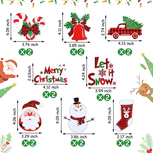 Flutesan 16-Piece Christmas Refrigerator Magnets Set with Santa, Snowman & Truck