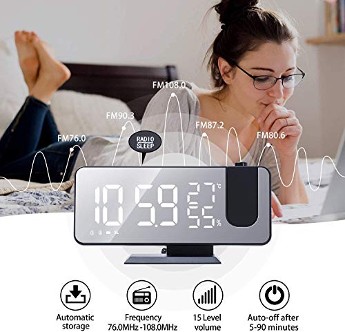 Digital Projection Alarm Clock with Ceiling Projector & USB Charging