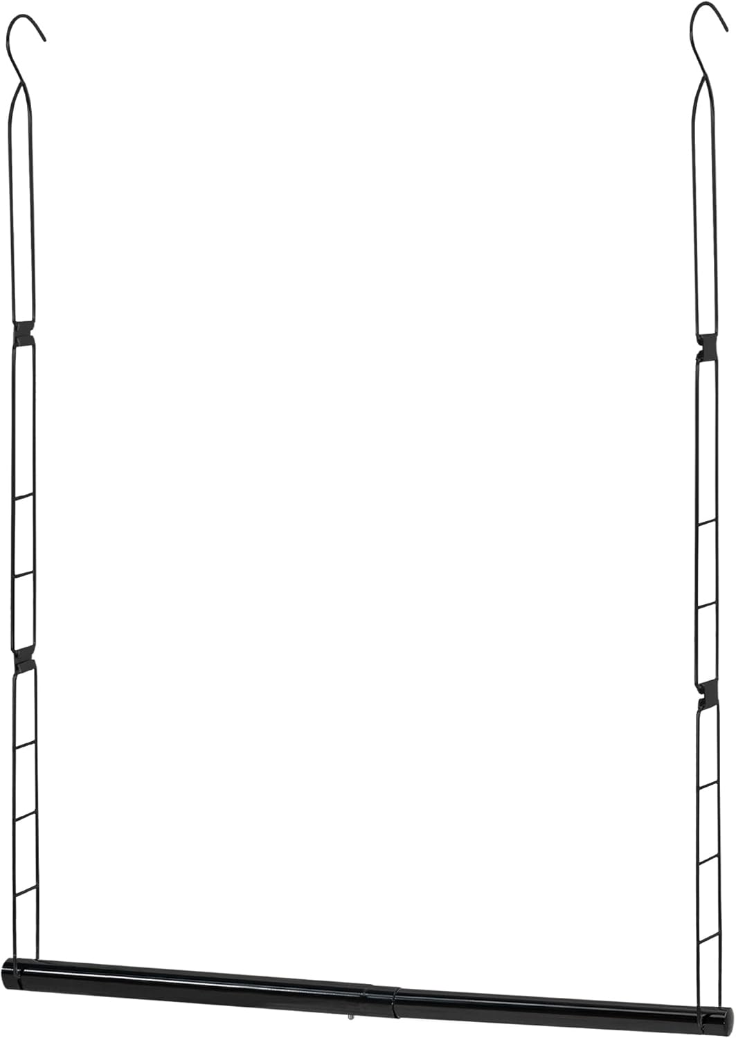 Storage Maniac Adjustable Closet Rod - Space-Saving Hanging Organizer for Clothes - Black, 1 Pack