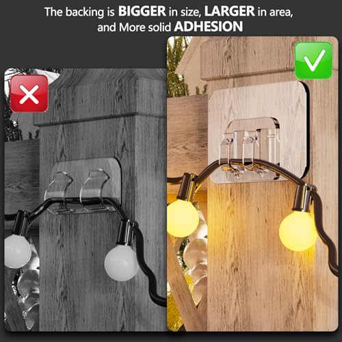 Galetcy Outdoor String Light Hooks - 100 Pack Waterproof Adhesive Clips