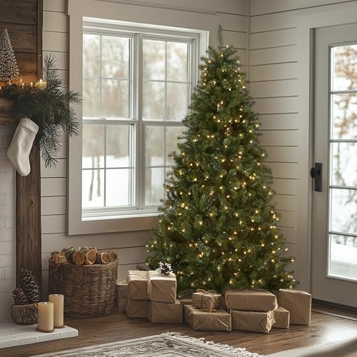 7ft Pre-Lit Artificial Spruce Christmas Tree with 500 Clear Lights & Stand