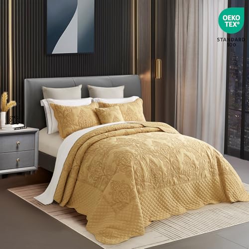 CHIXIN Oversized King Bedspread Coverlet Set - 5-Piece Reversible Paisley